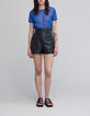 Women’s cobalt lurex T-shirt with animal print-1