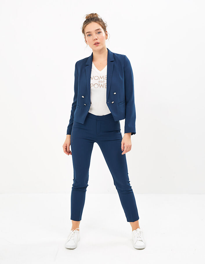 I.Code navy blue zipped suit trousers - IKKS