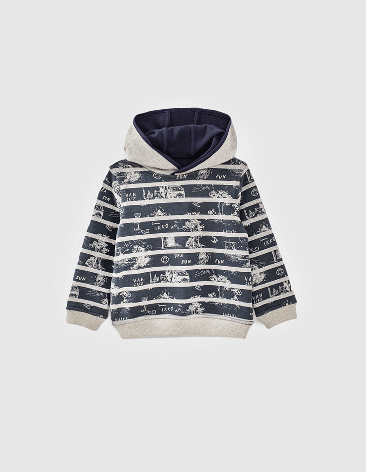 Boys’ navy and grey striped reversible hoodie-1 Boys’ navy and grey striped reversible hoodie-1