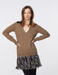 Jersey camel lana mullida facetas joya hombros mujer-2