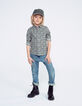 Boys’ blue upcycled straight jeans, print front and back-2