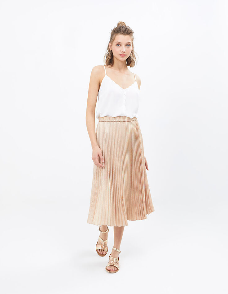 Jupe midi hibiscus plissé soleil Icode-6