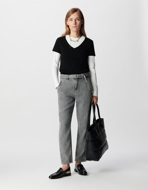 Vaqueros baggy grises Lyocell® cropped mujer - IKKS