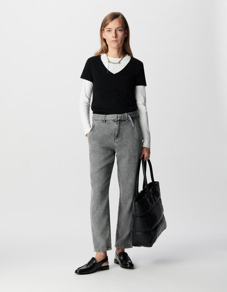 Women&rsquo;s grey Lyocell&reg; baggy cropped jeans-1