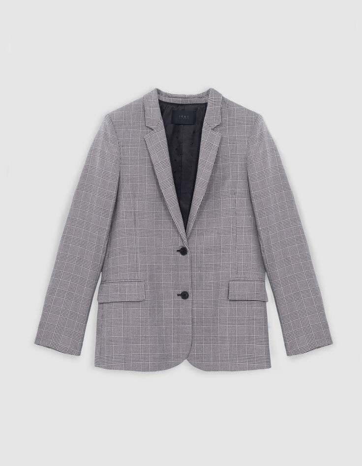 Women's Prince of Wales grey suit jacket-5