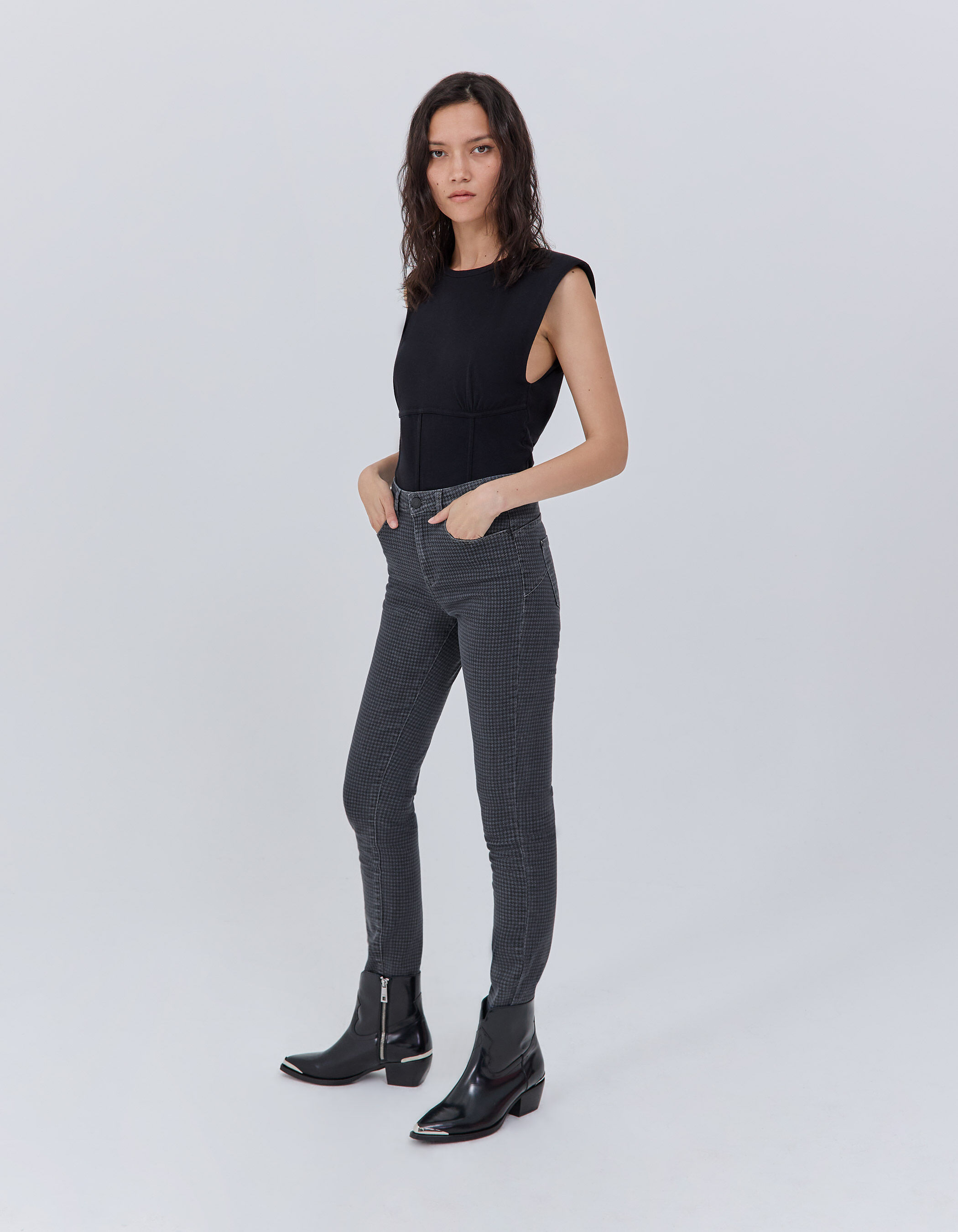 Pantalon pied de hotsell poule femme zara