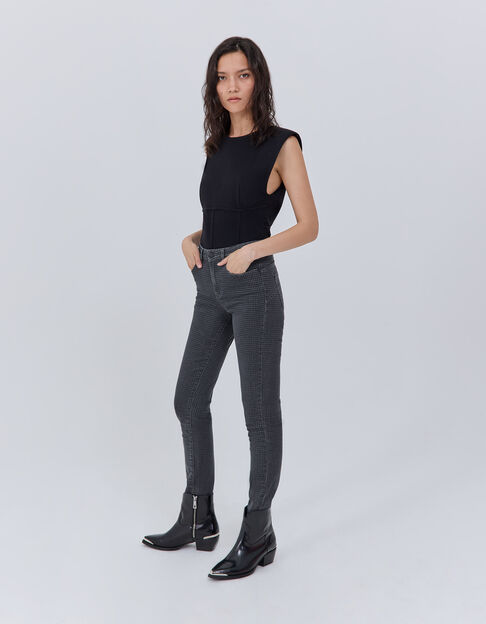 Women’s grey houndstooth motif slim jeans