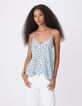 Top caraco fines bretelles bleu motif pois Femme-3
