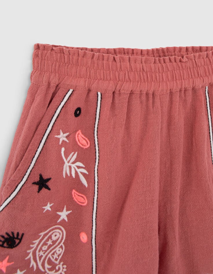 Short terracotta brod&eacute; fille-2