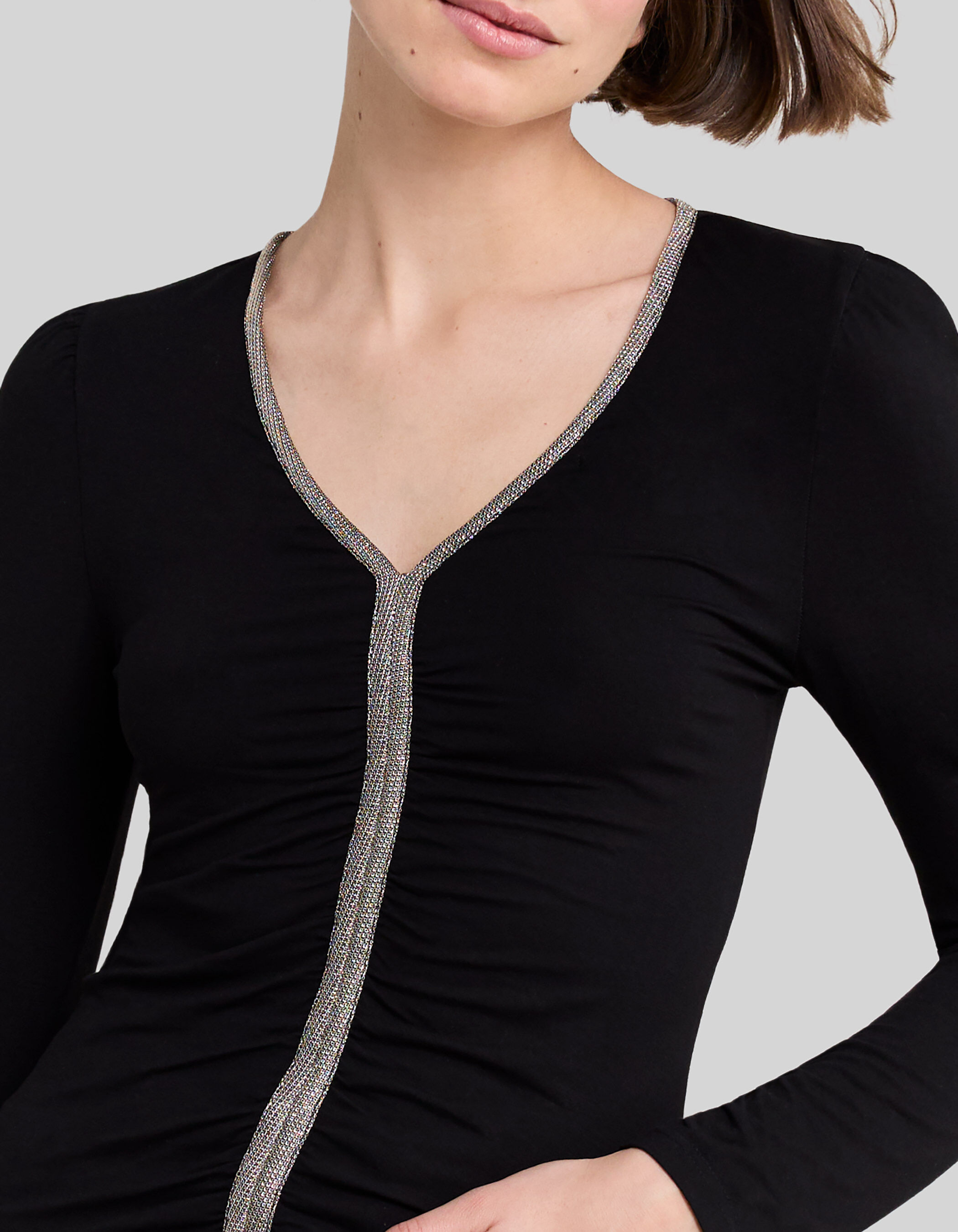 Tee shirt resille noir femme outlet