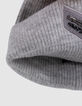 Gorro de punto gris para mujer estampado chevron bordado-4