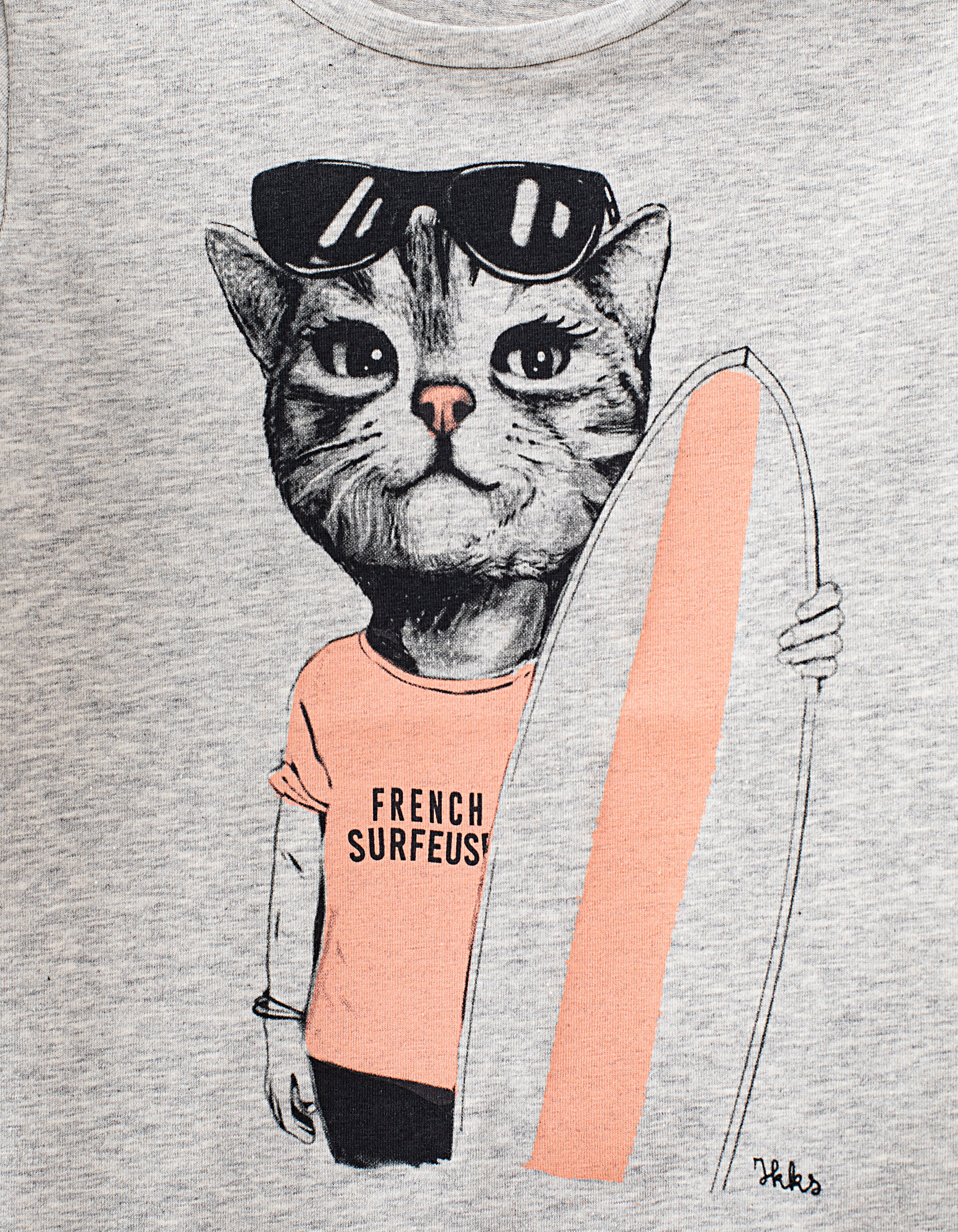 Tee shirt chat fille sales