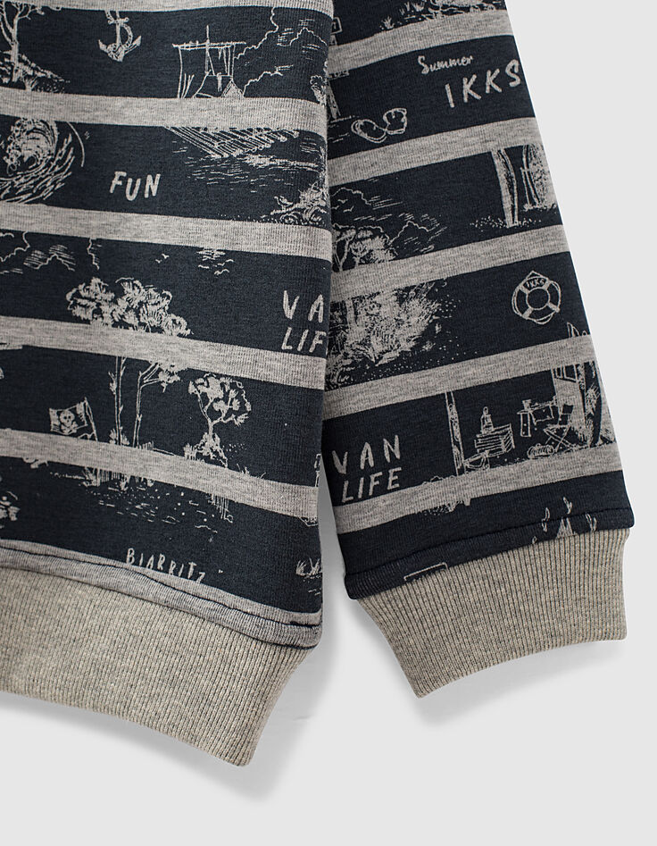 Boys’ navy and grey striped reversible hoodie-6