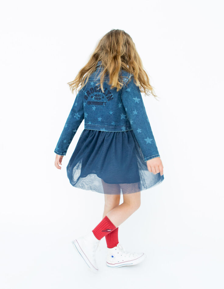 Marine tutu-jurk in twee materialen meisjes-2