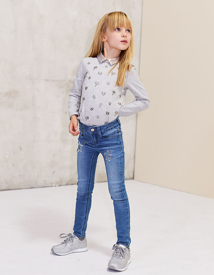 Girls' embroidery skinny jeans