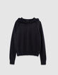 Pull à capuche noir tricot fin lurex Femme-5