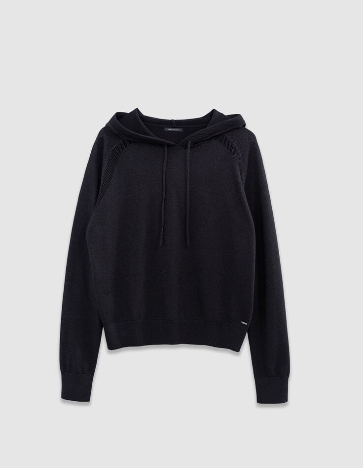 Pull à capuche noir tricot fin lurex Femme-5 Pull à capuche noir tricot fin lurex Femme-5