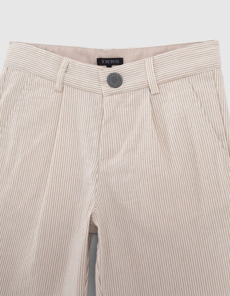 Boys’ beige striped occasionwear suit Bermuda shorts-2