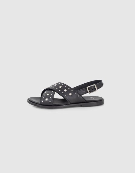 Girls’ black studded sandals