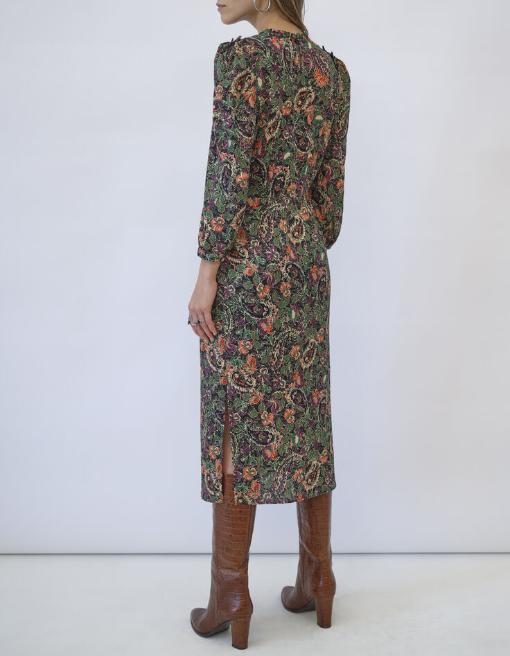 Robe midi imprimé bohème floral femme-2
