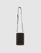 The clutch bag brown leather eyelets Women-4