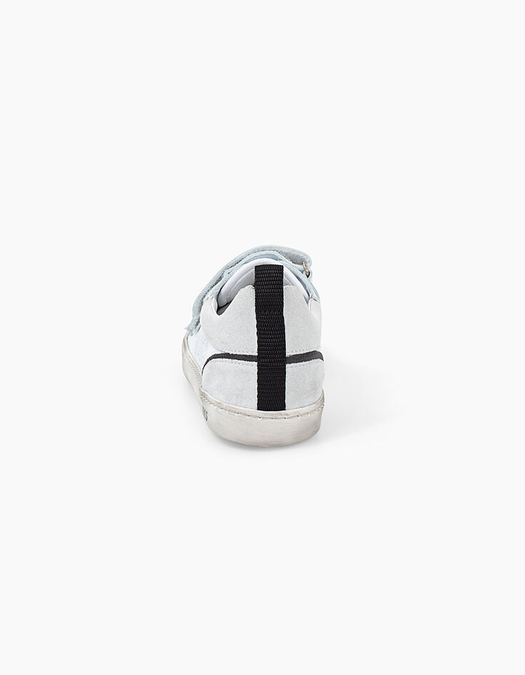 Tennis blanc cassé en cuir à scratchs avec typo garçon -3