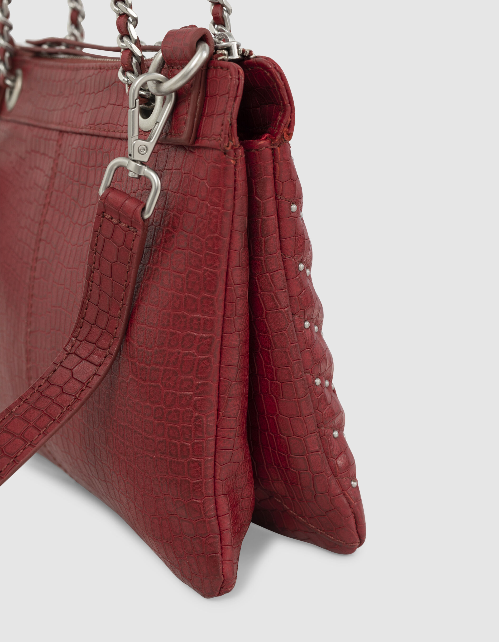 Sac pochette 1440 Reporter cuir rouge embosse croco Femme IKKS