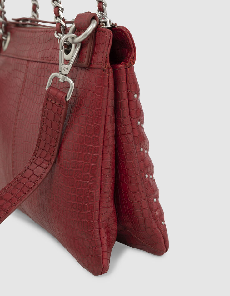 Women’s red croc-embossed leather 1440 Reporter clutch bag-5
