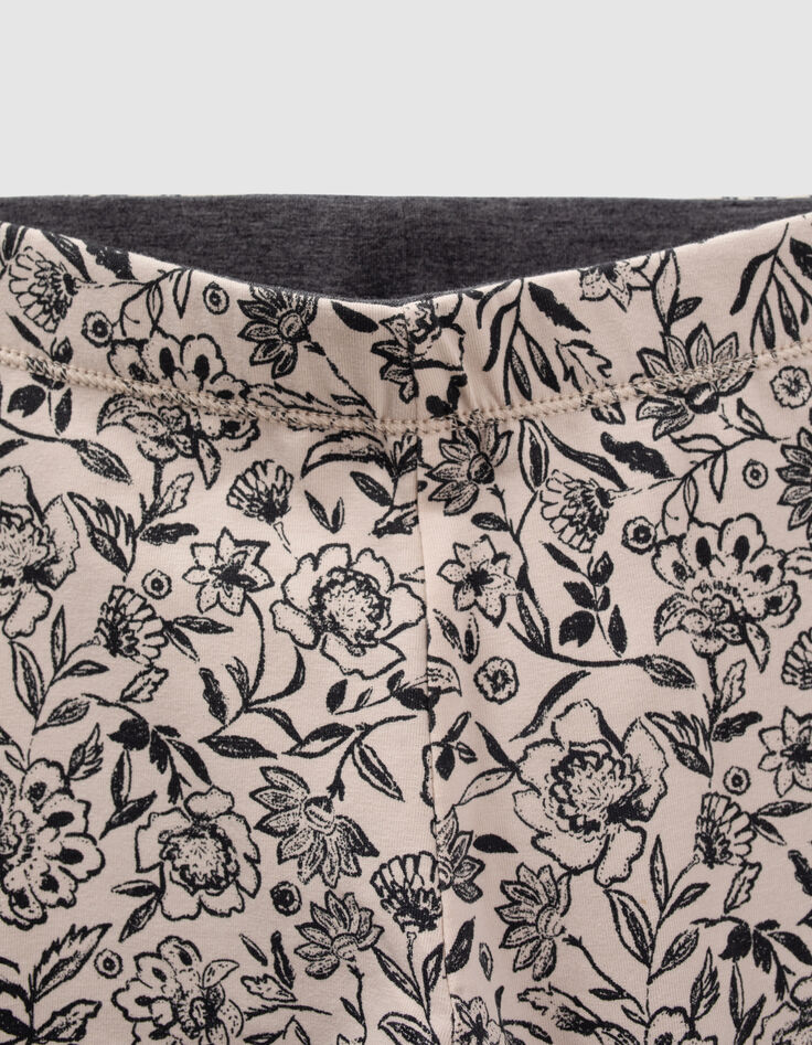 Leggings reversibles estampado flores gris ni&ntilde;a-4