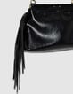 Schwarze Damen-Clutch Glacéleder Fransen-4