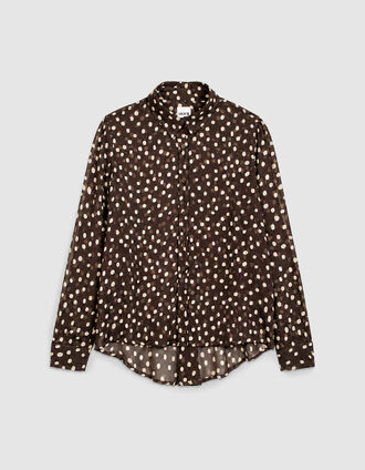 Bruin voile-shirt met stippenprint voor dames