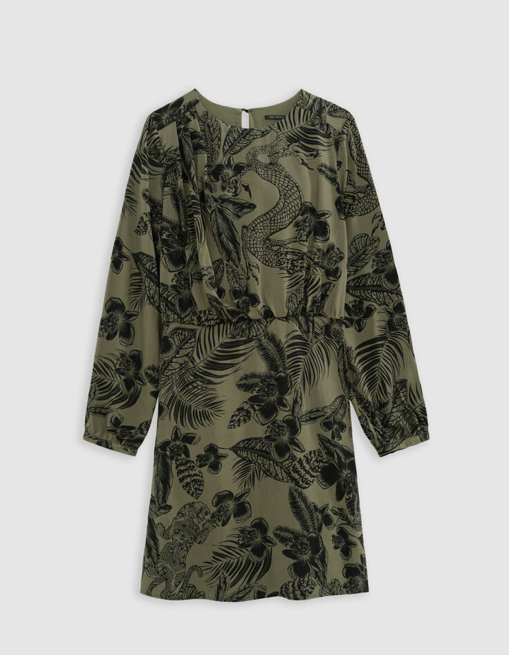 Robe manche longue kaki LENZING&trade; ECOVERO&trade; maxi jungle Femme-5