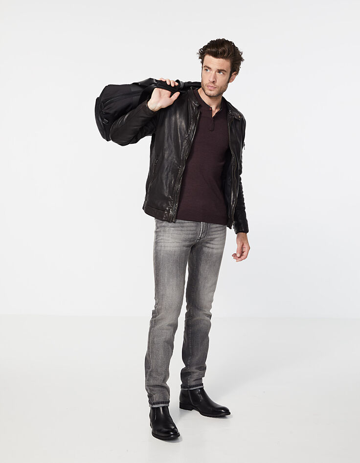Pull prune à col tunisien Homme-6