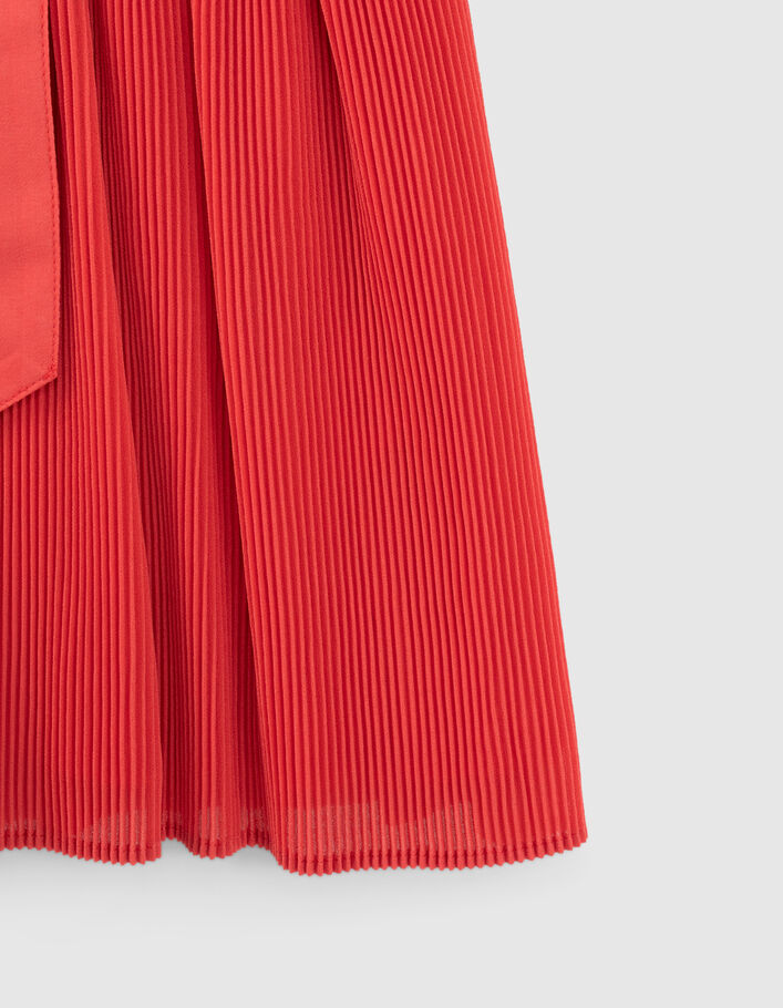 Robe rouge plissée avec ceinture fille