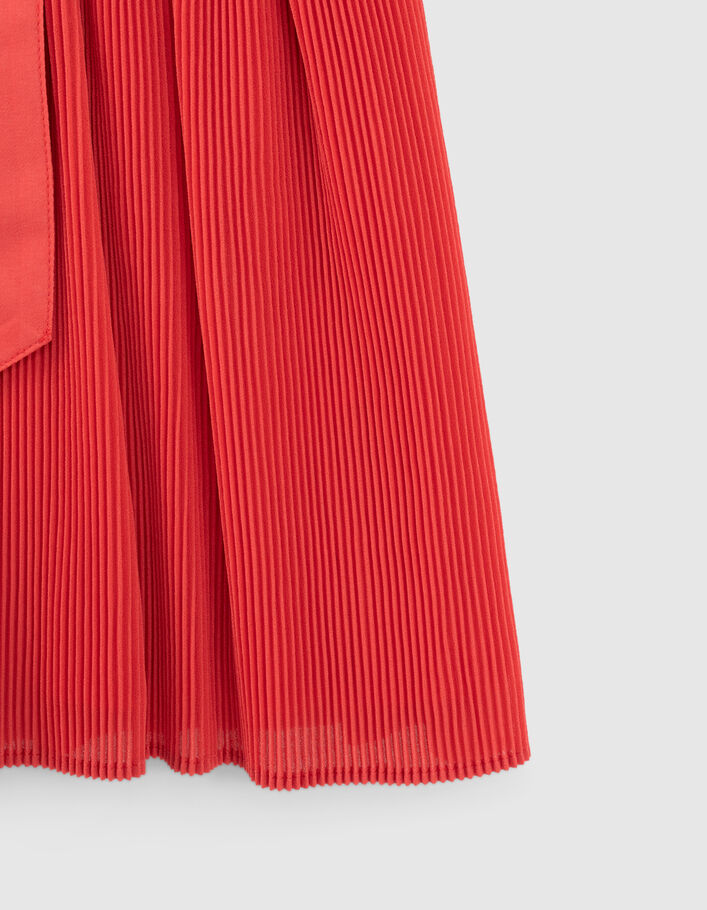 Robe rouge plissée avec ceinture fille - IKKS