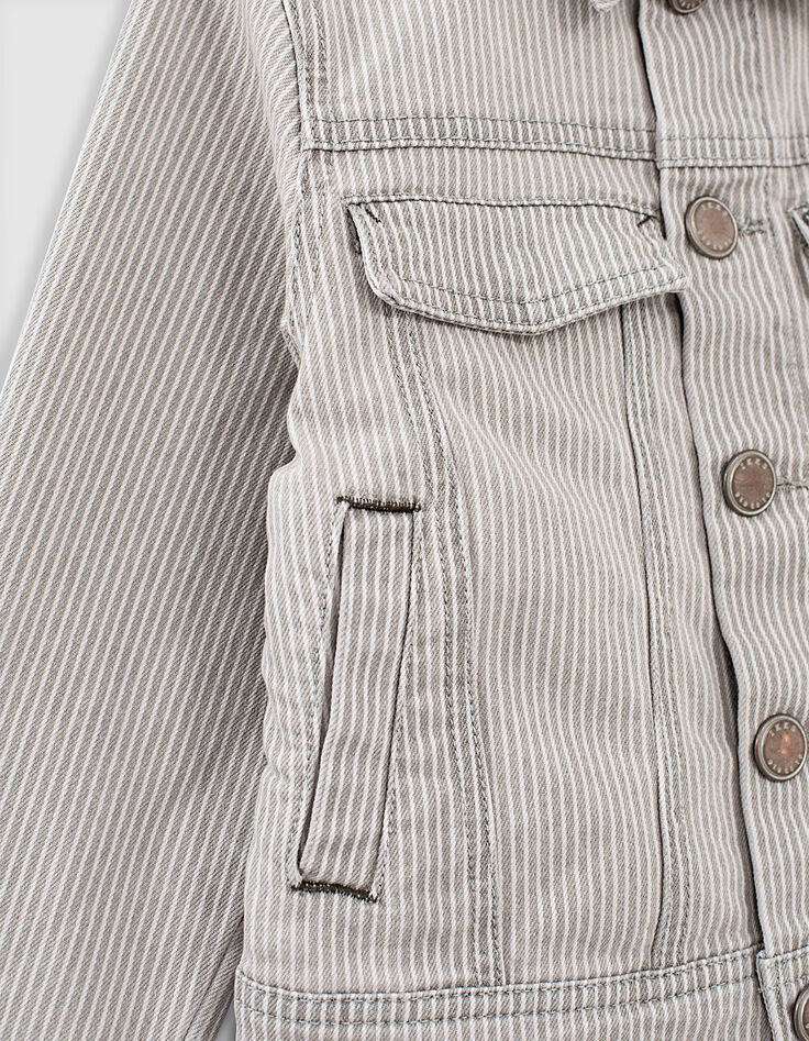 Schmal gestreifte Jungen-Jeansjacke in Light Grey -6
