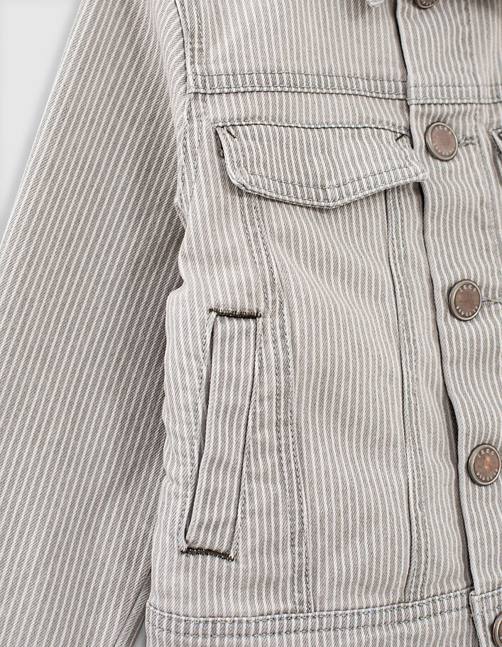 Boys’ light grey thin striped denim jacket - IKKS