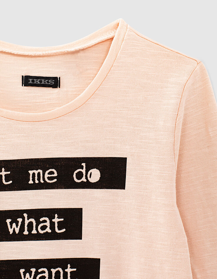 Camiseta rosa palo con mensaje niña-5