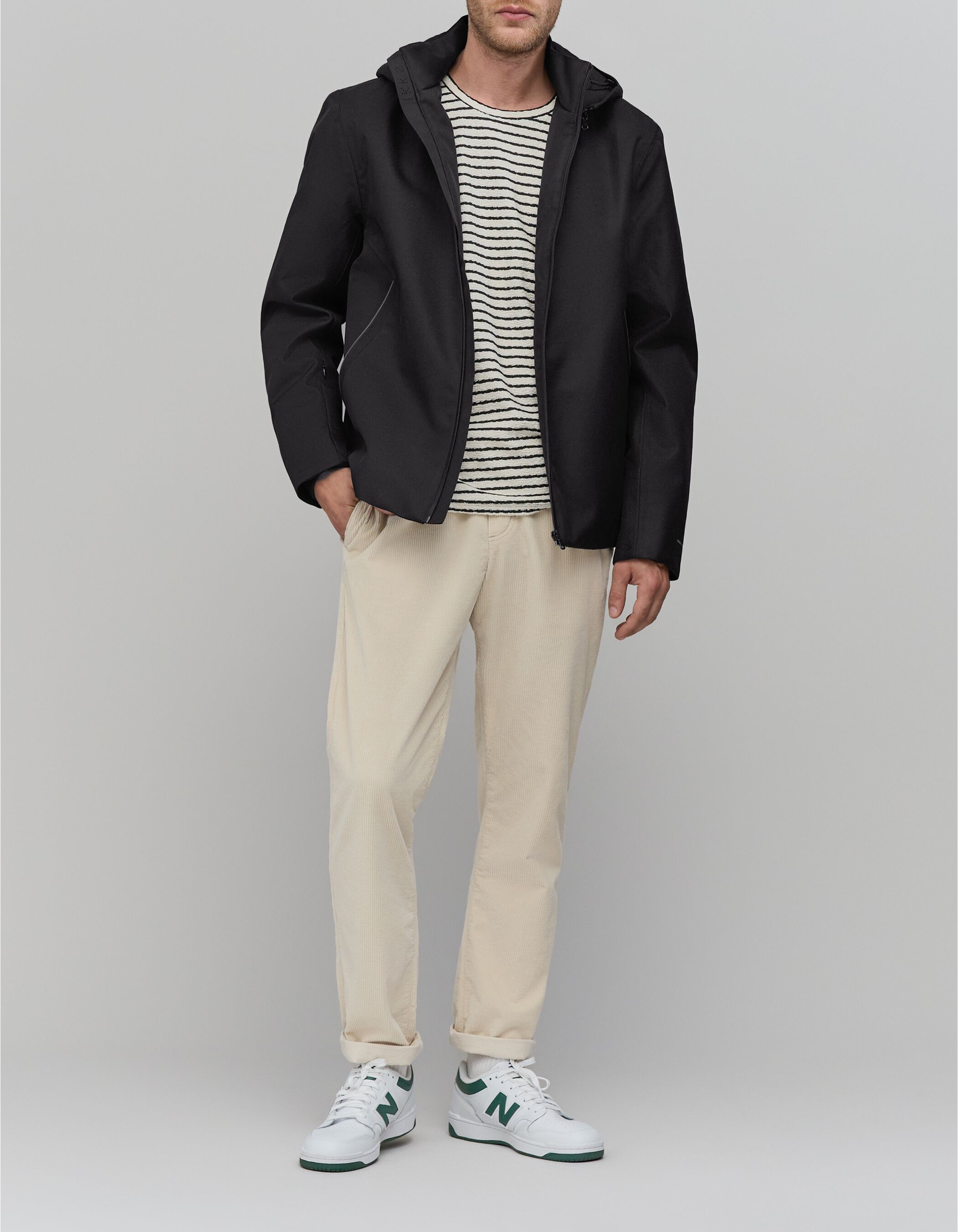 ジャケット・アウター theredthread S flip nylon jacket black Men's black nylon WATERPROOF jacket with detachable hood