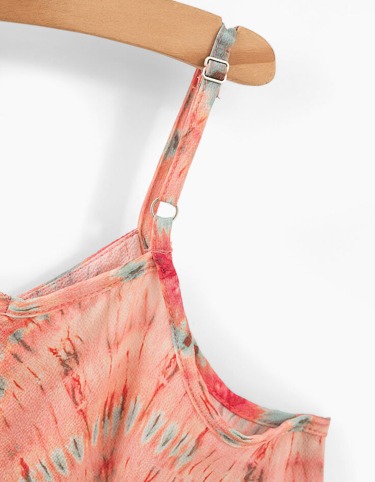 Mono corto coral con estampado tie and dye niña-7