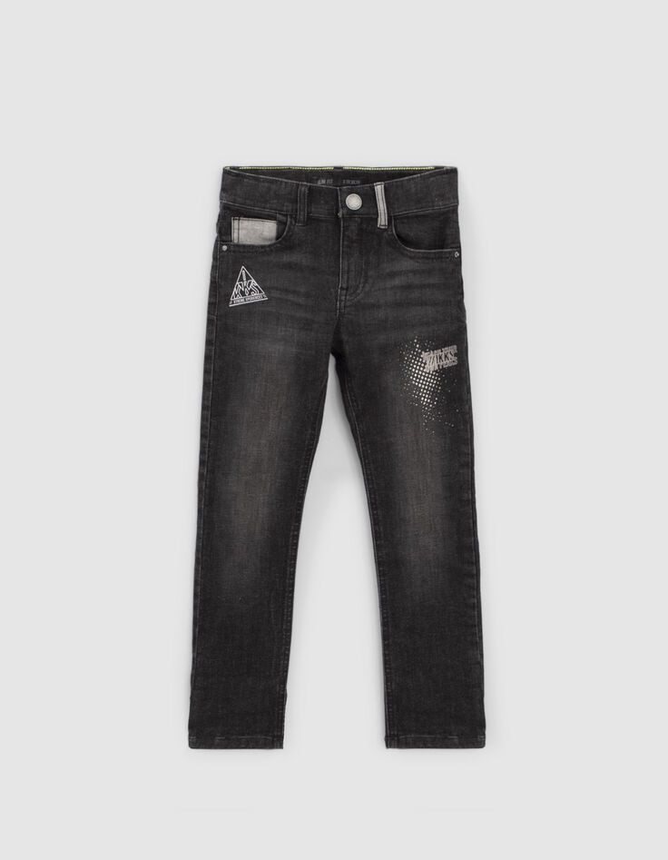 Jean SLIM gris ultra-résistant avec print garçon-1