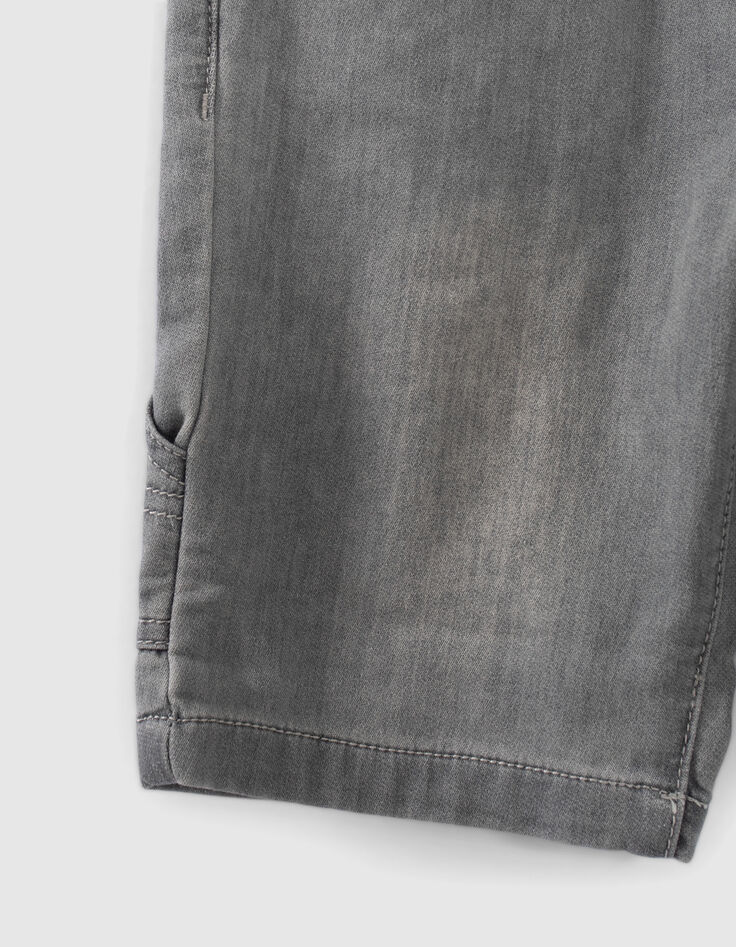 Bermuda en jean gris taille élastiquée garçon-6
