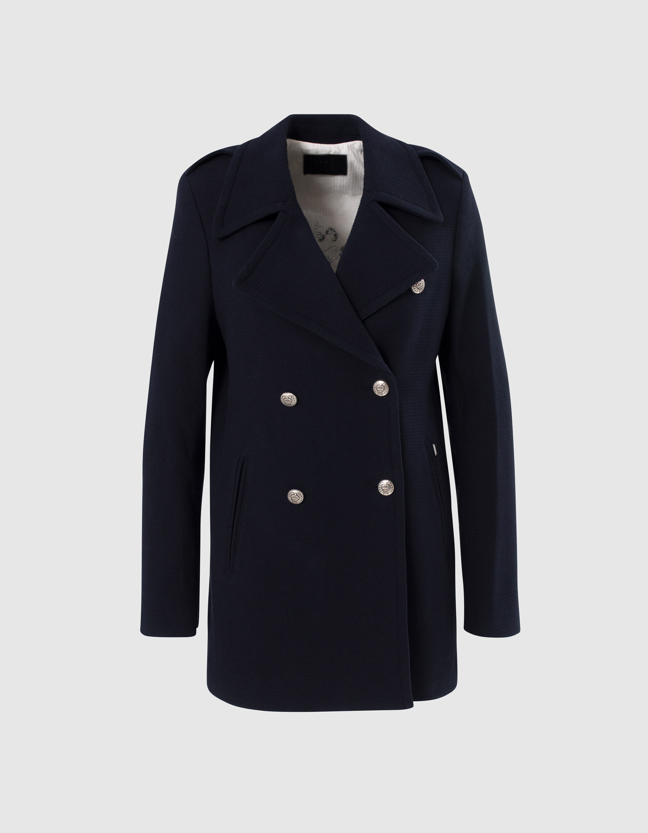 Caban marine en maille reliefee Femme IKKS