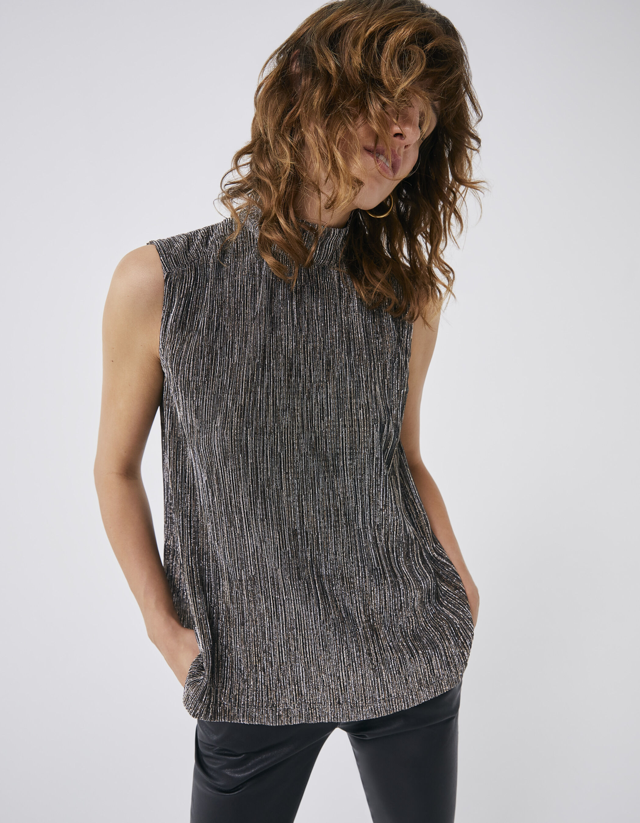 Metallic gouden top pliss dames