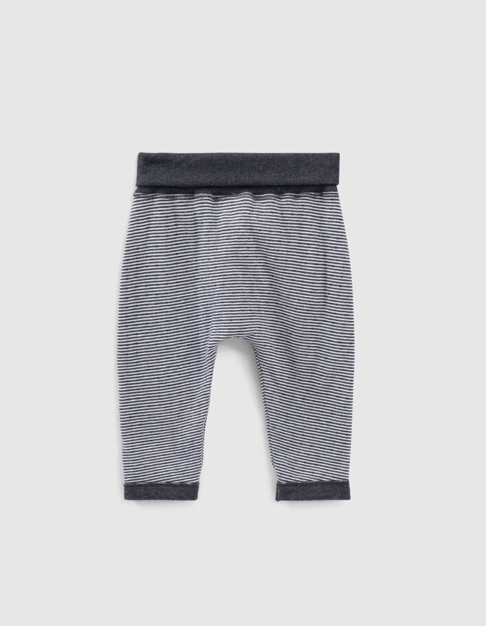 Pantalon réversible gris chiné et rayé coton bio bébé - IKKS