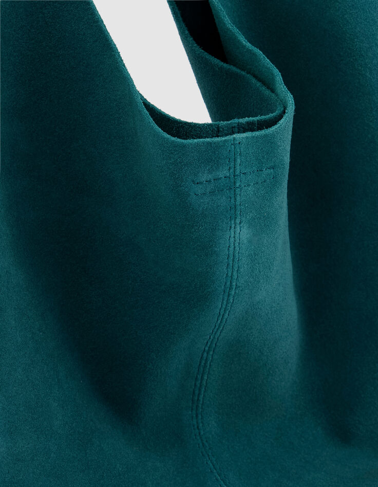 Hobo Tasche gr&uuml;n weiches Samt Leder Damen-4