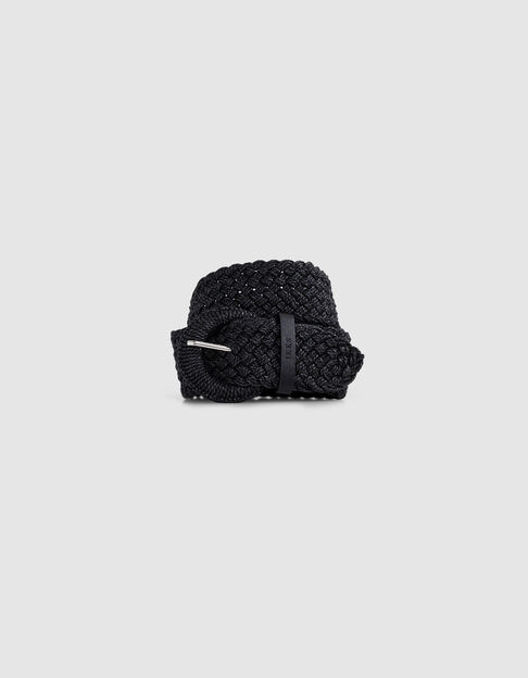 Dames brede zwarte geweven raffia riem - IKKS