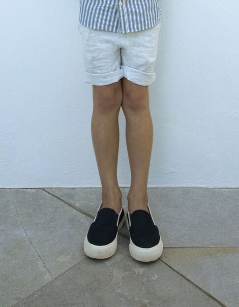 Boys' beige striped Bermuda shorts