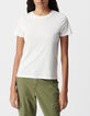 White round neck T-shirt with chevron embroidery for women-1