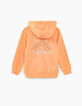 Sudadera naranja blanqueado capucha bordado detrás niño -4
